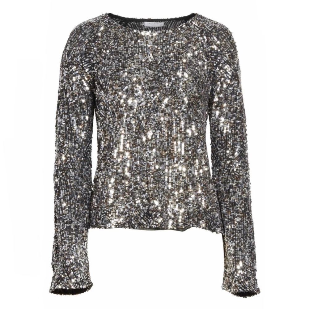 EQUIPMENT chrome multi sequin Angeline long sleeve top S